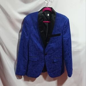 Men's Blitz Moda Elegant Blue vest and Blazer with Black Accents